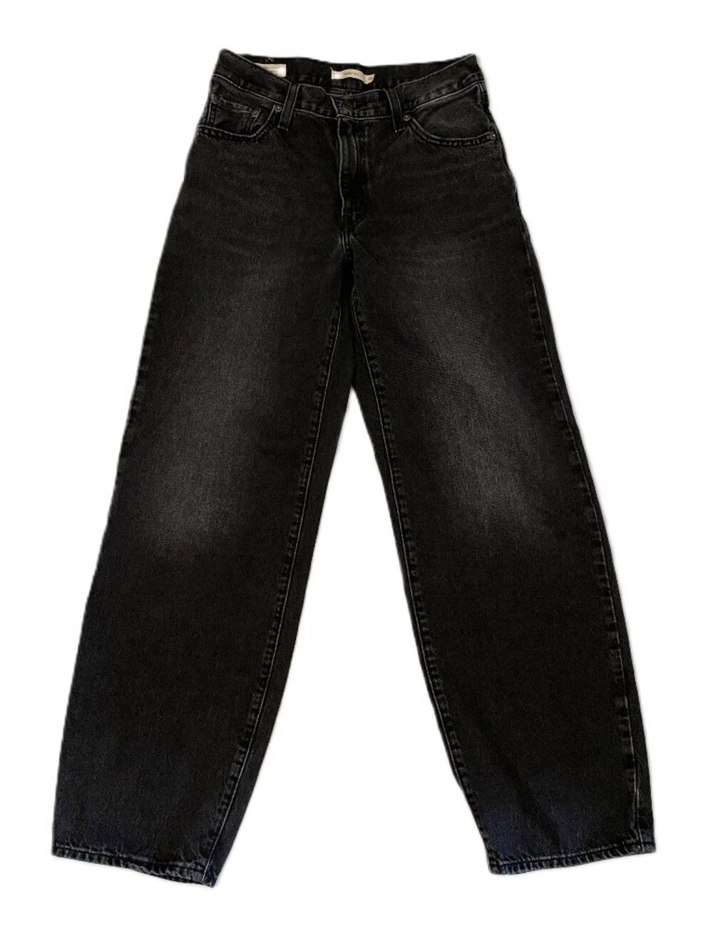 Levis Baggy Dad Jeans Women's 26 Black 26x32 Mid Rise 90s Relaxed Straight Loose